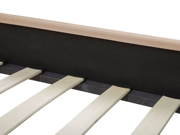 Dobbeltseng Beige Polyester 160 x 200 cm Polstret Sengeramme med Kamelryg Sengegavl i Glamour Sømhoved Knap Mønster Soveværelse Inspiration