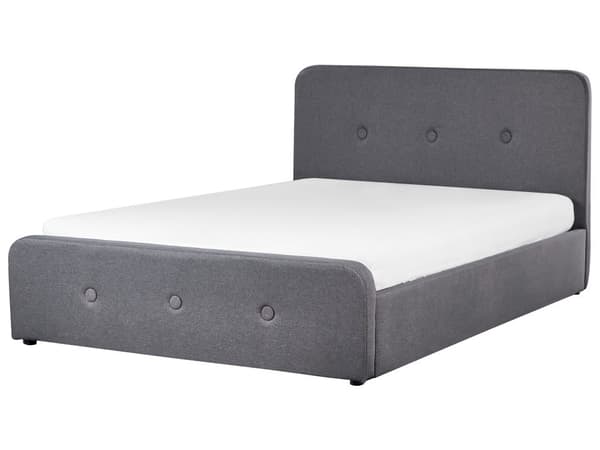 Seng Lyst Træ Mørkegrå Polyester 140 x 200 cm Trekvart Seng med Opbevaring Halvanden Mands Sengegavl Knappet Moderne Minimalistisk Sengestel