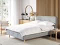 Miniatyrbillede 2 af 11: Seng Lyst Træben Beige Polyester Stof 180 x 200 cm Trekvart Seng Halvanden Mands Sengegavl Knappet Moderne Minimalistisk Sengestel