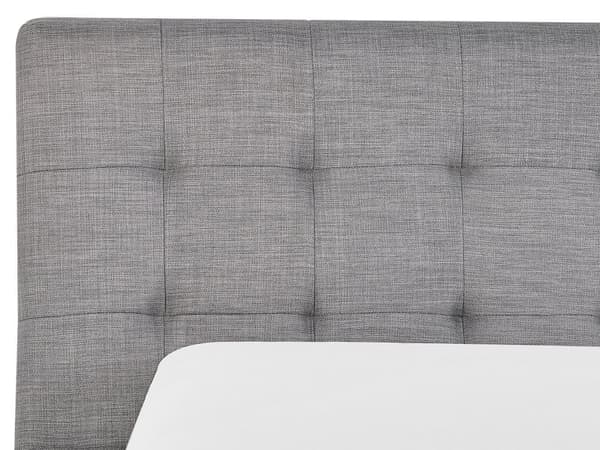 Seng Grå Polyester Sølv Metalben 160 x 200 cm Dekorativ Dobbeltseng Quiltet Sengegavl Buet Sengeramme Soveværelse Inspiration Glamour