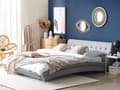 Miniatyrbillede 2 af 11: Seng Grå Polyester Sølv Metalben 160 x 200 cm Dekorativ Dobbeltseng Quiltet Sengegavl Buet Sengeramme Soveværelse Inspiration Glamour