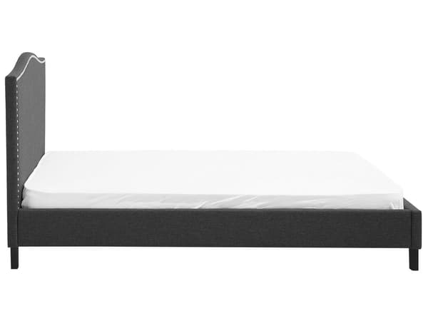Dobbeltseng Grå Polyester 180 x 200 cm Polstret Sengeramme med Kamelryg Sengegavl i Glamour Sømhoved Knap Mønster Soveværelse Inspiration
