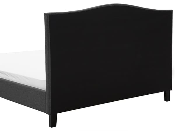 Dobbeltseng Grå Polyester 180 x 200 cm Polstret Sengeramme med Kamelryg Sengegavl i Glamour Sømhoved Knap Mønster Soveværelse Inspiration