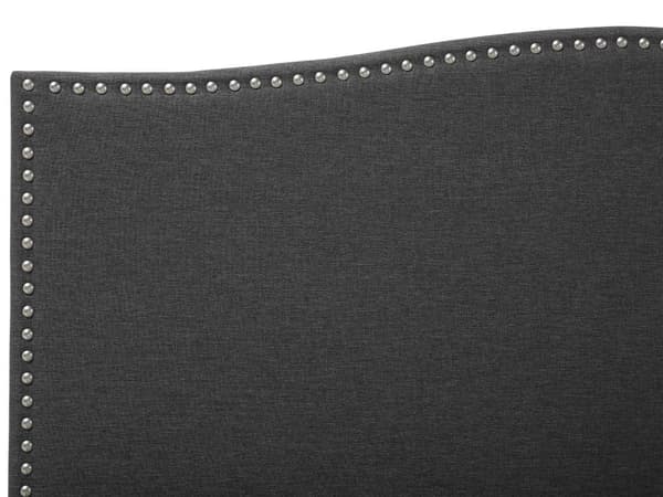 Dobbeltseng Grå Polyester 180 x 200 cm Polstret Sengeramme med Kamelryg Sengegavl i Glamour Sømhoved Knap Mønster Soveværelse Inspiration