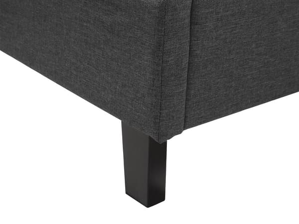 Dobbeltseng Grå Polyester 180 x 200 cm Polstret Sengeramme med Kamelryg Sengegavl i Glamour Sømhoved Knap Mønster Soveværelse Inspiration