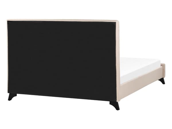 Beige Polstret Seng 140 x 200 cm med Ramme og Sengegavl besat med Dekorative Knapper