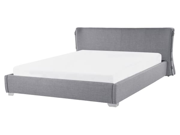 Dobbeltseng Grå Stof 160 x 200 cm Tyk Polstret To Mands Seng Lav Sengeramme med Høj Sengegavl Moderne Luksus Design Soveværelse Tilbehør
