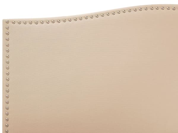 Dobbeltseng Beige Polyester 180 x 200 cm Polstret Sengeramme med Kamelryg Sengegavl i Glamour Sømhoved Knap Mønster Soveværelse Inspiration
