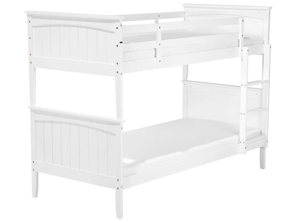 Køjeseng Hvid Fyrretræ 90 x 200 cm Junior Træseng med Trappe Stige Minimalistisk Skandinavisk Høj Etageseng Lamelbund Design til Børneværelse