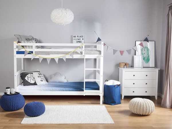 Køjeseng Hvid Fyrretræ 90 x 200 cm Højseng med Stige til Børneværelse Juniorseng Skandinavisk Design Soveværelse Inspiration