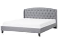 Miniatyrbillede 1 af 11: Seng Grå Polstret Polyester med Sorte Ben 180 x 200 cm 2 Personers Sengeramme med Knap Tuftet Quiltet Sengegavl Soveværelse Indretning
