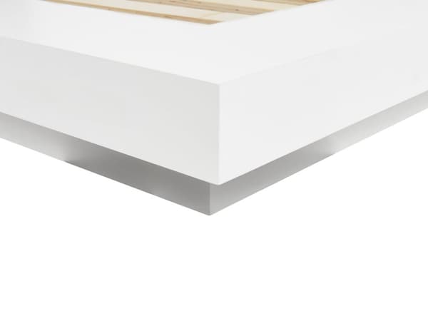 Hvid træ seng 180 x 200 cm 2 sengeborde højt hovedgærde Japansk stil soveværelse