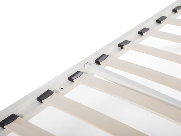 Dobbeltseng Hvid Metal 160 x 200 cm Dekorativ Metalseng med Sengeramme Retro Sengegavl Lamelbund Soveværelse Inspiration Minimalistisk