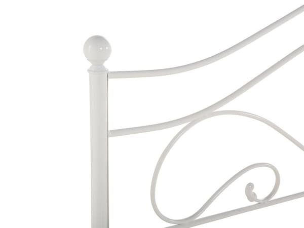 Dobbeltseng Hvid Metal 160 x 200 cm Dekorativ Metalseng med Sengeramme Retro Sengegavl Lamelbund Soveværelse Inspiration Minimalistisk