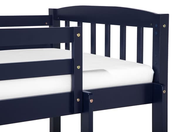 Køjeseng Marineblå Fyrretræ 90 x 200 cm Højseng med Stige til Børneværelse Juniorseng Skandinavisk Design Soveværelse Inspiration Sengeramme