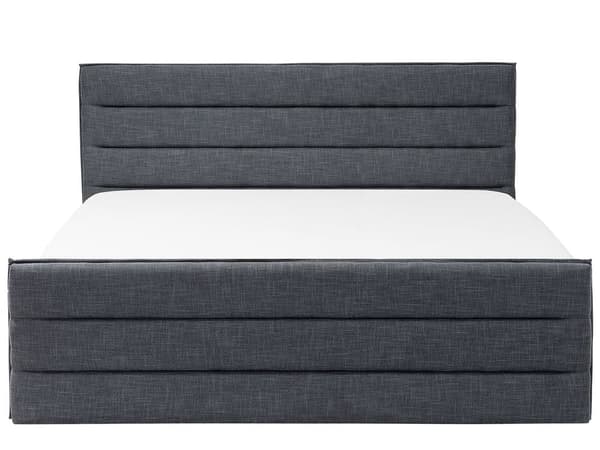 Mørkegrå polstret seng 180 x 200 cm med hovedgærde og fodstøtte