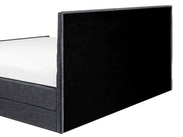 Mørkegrå polstret seng 180 x 200 cm med hovedgærde og fodstøtte