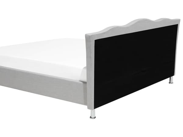 Grå Øko-læderseng 160 x 200 cm med Opbevaring Dekorativ Sengegavl med Krystaller og Nitter