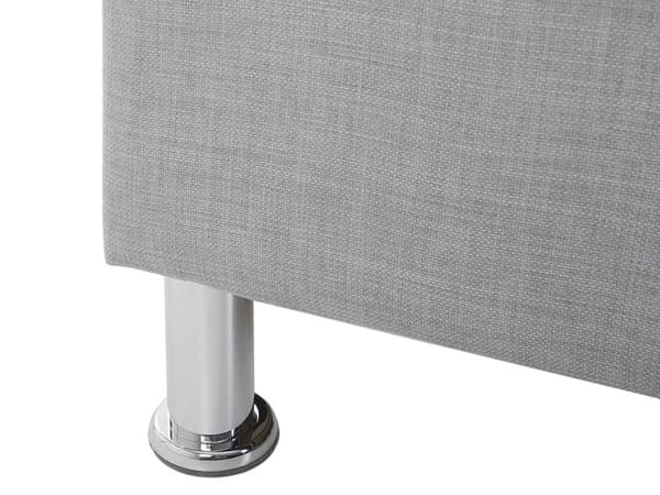 Grå Øko-læderseng 160 x 200 cm med Opbevaring Dekorativ Sengegavl med Krystaller og Nitter