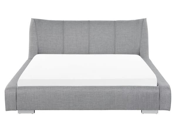 Dobbeltseng Grå Polyester Stof 160 x 200 cm Dekorativ Lav Sengeramme Moderne Høj Sengegavl Nakkestøtte Soveværelse Indretning Inspiration
