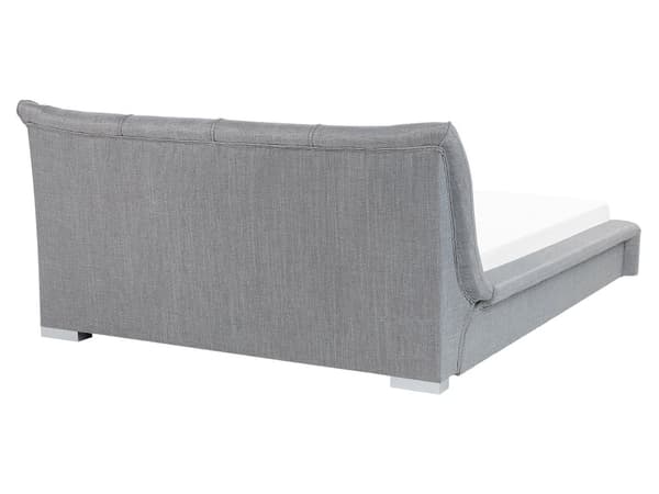 Dobbeltseng Grå Polyester Stof 160 x 200 cm Dekorativ Lav Sengeramme Moderne Høj Sengegavl Nakkestøtte Soveværelse Indretning Inspiration