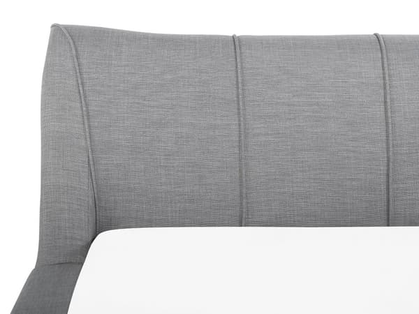 Dobbeltseng Grå Polyester Stof 160 x 200 cm Dekorativ Lav Sengeramme Moderne Høj Sengegavl Nakkestøtte Soveværelse Indretning Inspiration