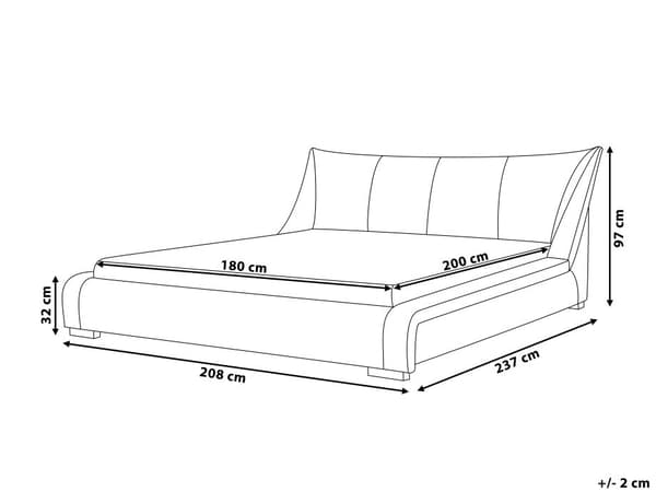 Dobbeltseng Grå Polyester Stof 180 x 200 cm Dekorativ Lav Sengeramme Moderne Høj Sengegavl Nakkestøtte Soveværelse Indretning Inspiration