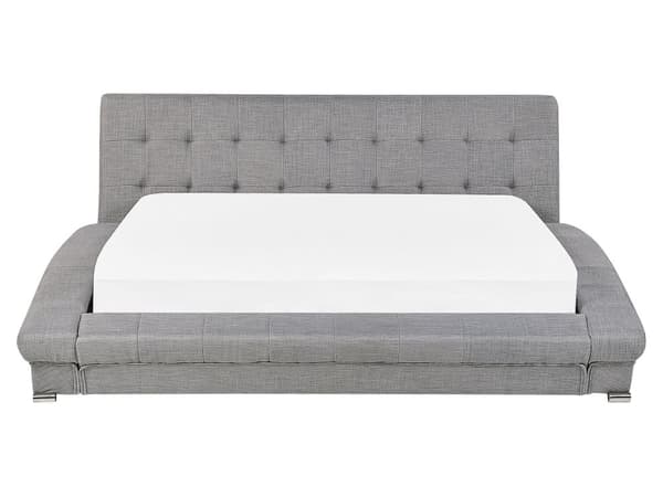 Seng Grå Polyester Sølv Metalben 160 x 200 cm Dekorativ Dobbeltseng Quiltet Sengegavl Buet Sengeramme Soveværelse Inspiration Glamour
