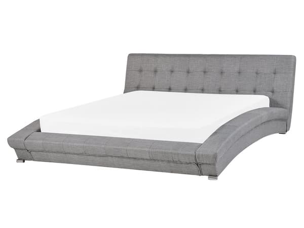 Seng Grå Polyester Sølv Metalben 160 x 200 cm Dekorativ Dobbeltseng Quiltet Sengegavl Buet Sengeramme Soveværelse Inspiration Glamour