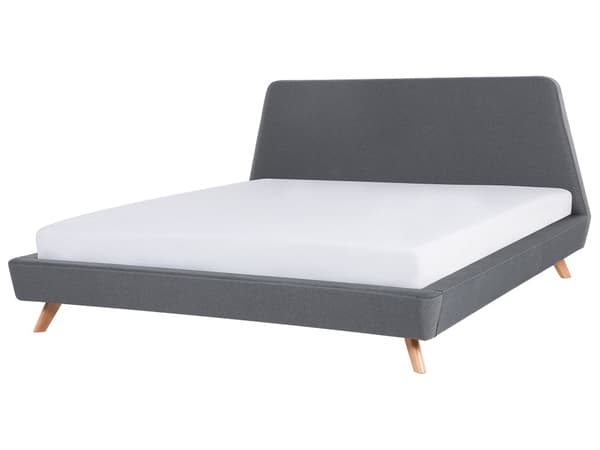 Grå polstret seng 180 x 200 cm med ramme med ramme og sengegavl
