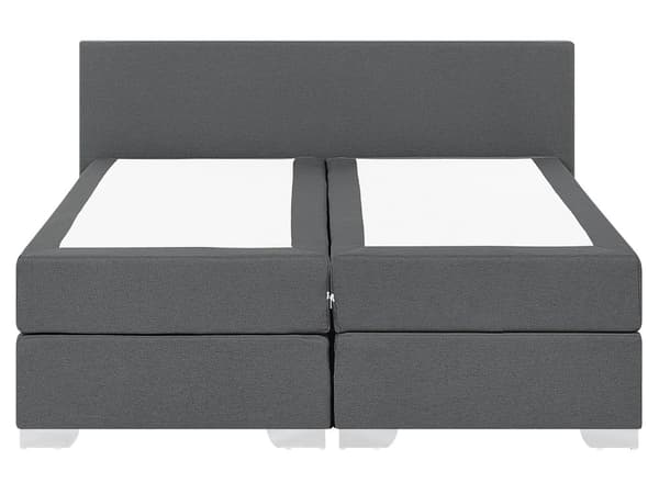 Kontinentalseng Mørkegrå Sølv Polyester Metalben 160 x 200 Dobbeltseng Boxmadras med Sengeramme og Hovedgærde Moderne Komfortabel Kvalitetseng