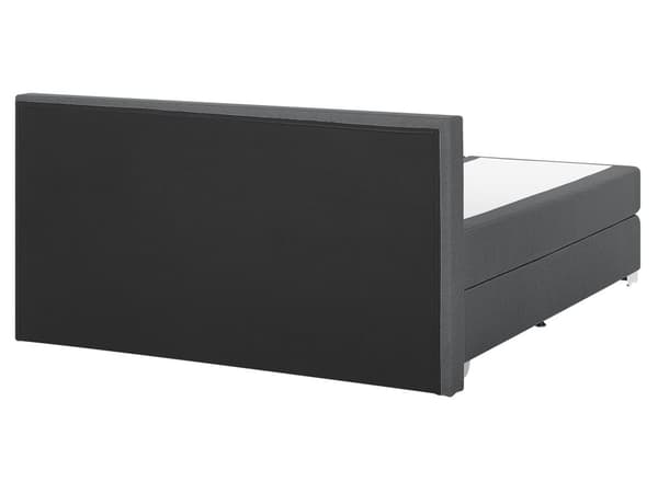 Kontinentalseng Mørkegrå Sølv Polyester Metalben 160 x 200 Dobbeltseng Boxmadras med Sengeramme og Hovedgærde Moderne Komfortabel Kvalitetseng