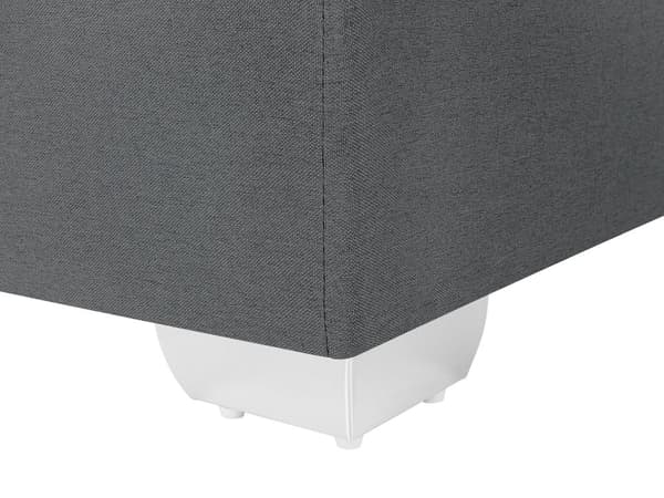 Kontinentalseng Mørkegrå Sølv Polyester Metalben 160 x 200 Dobbeltseng Boxmadras med Sengeramme og Hovedgærde Moderne Komfortabel Kvalitetseng