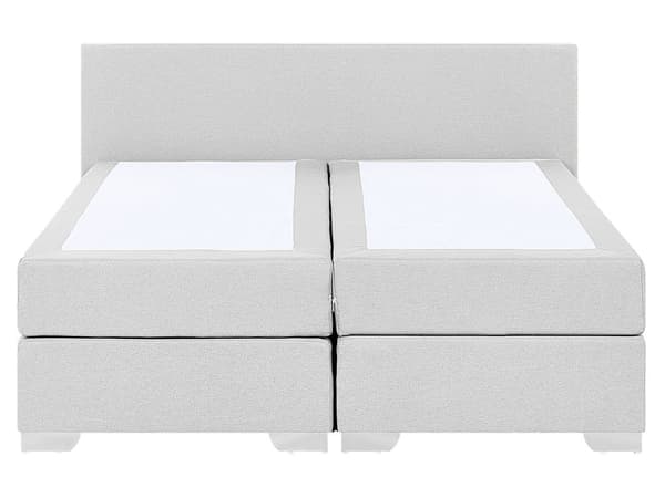 Kontinentalseng Lysegrå Sølv Polyester Metalben 160 x 200 Dobbeltseng Boxmadras med Sengeramme og Hovedgærde Moderne Komfortabel Kvalitetseng