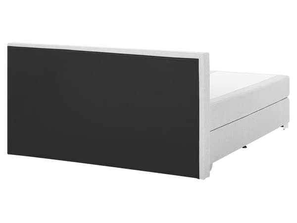 Kontinentalseng Lysegrå Sølv Polyester Metalben 160 x 200 Dobbeltseng Boxmadras med Sengeramme og Hovedgærde Moderne Komfortabel Kvalitetseng