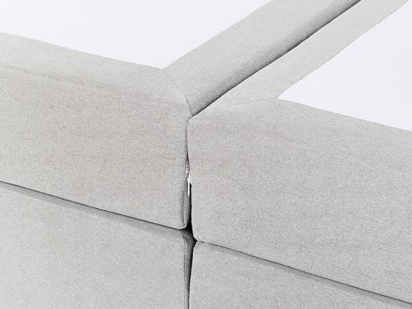 Kontinentalseng Lysegrå Sølv Polyester Metalben 160 x 200 Dobbeltseng Boxmadras med Sengeramme og Hovedgærde Moderne Komfortabel Kvalitetseng