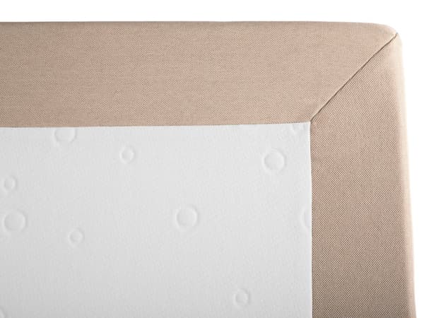 Kontinentalseng Beige Sølv Polyester Metalben 180 x 200 Dobbeltseng Boxmadras med Sengeramme og Hovedgærde Moderne Komfortabel Kvalitetseng