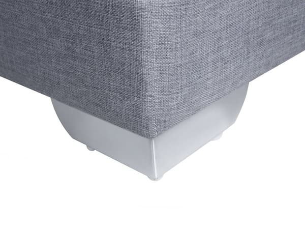 Kontinentalseng Lysegrå Sølv Polyester Metalben 180 x 200 Dobbeltseng Boxmadras med Sengeramme og Hovedgærde Moderne Komfortabel Kvalitetseng