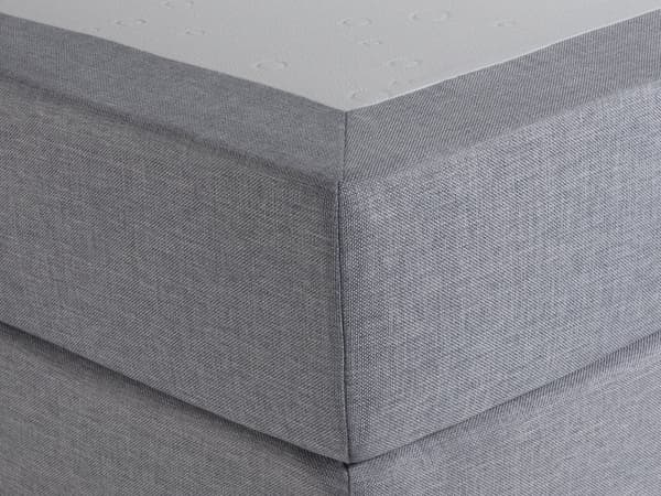 Kontinentalseng Lysegrå Sølv Polyester Metalben 180 x 200 Dobbeltseng Boxmadras med Sengeramme og Hovedgærde Moderne Komfortabel Kvalitetseng