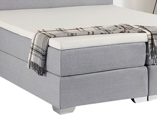 Kontinentalseng Lysegrå Sølv Polyester Metalben 180 x 200 Dobbeltseng Boxmadras med Sengeramme og Hovedgærde Moderne Komfortabel Kvalitetseng