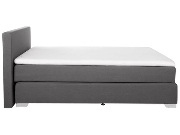 Kontinentalseng Mørkegrå Sølv Polyester Metalben 180 x 200 Dobbeltseng Boxmadras med Sengeramme og Hovedgærde Moderne Komfortabel Kvalitetseng