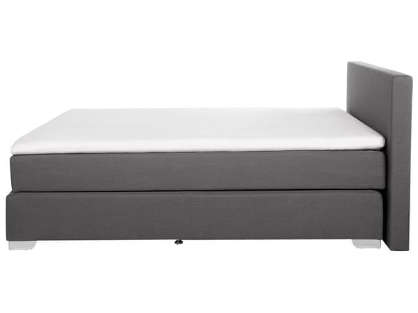 Kontinentalseng Mørkegrå Sølv Polyester Metalben 180 x 200 Dobbeltseng Boxmadras med Sengeramme og Hovedgærde Moderne Komfortabel Kvalitetseng
