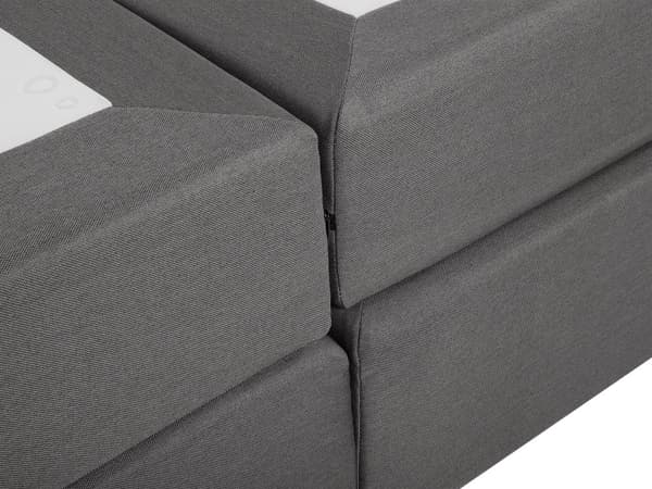 Kontinentalseng Mørkegrå Sølv Polyester Metalben 180 x 200 Dobbeltseng Boxmadras med Sengeramme og Hovedgærde Moderne Komfortabel Kvalitetseng