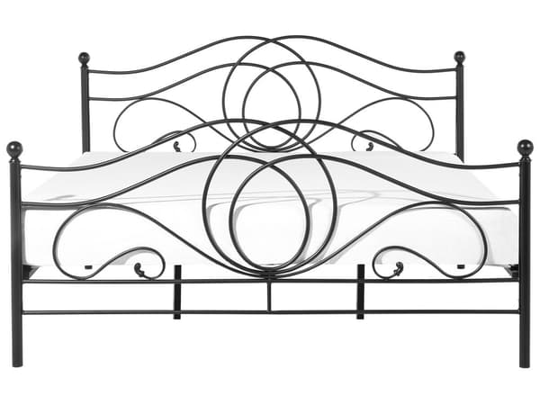 Dobbeltseng Sort Metal 180 x 200 cm Dekorativ Metalseng med Ramme Retro Sengegavl Lamelbund Soveværelse Familieseng Inspiration Minimalistisk