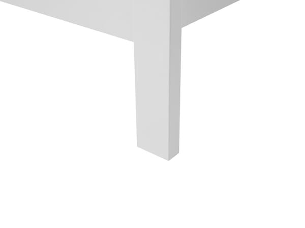 Seng Hvid Lakeret Træ 180 x 200 cm Flot Dobbeltseng med Gavl Sengeramme i Træ Lameller Soveværelse Indretning Minimalistisk Retro Inspiration