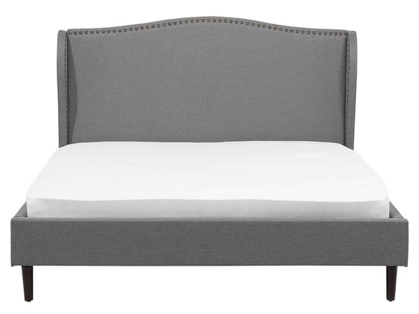 Polstret Grå Seng med Ramme 160 x 200 cm med Sengegavl i Glamourøs Stil
