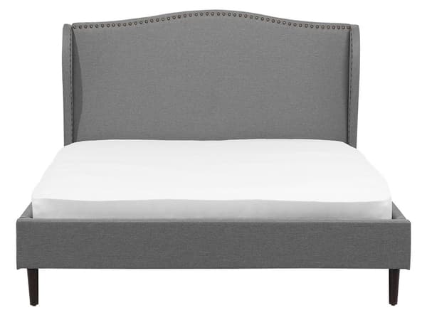 Polstret Grå Seng med Ramme 140 x 200 cm med Sengegavl i Glamour Stil