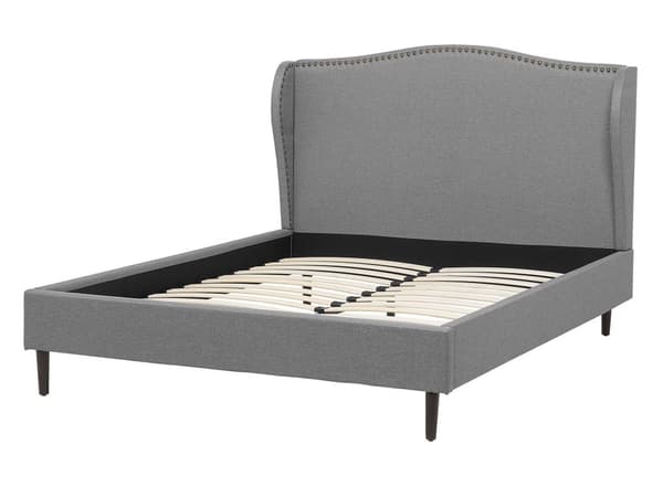 Polstret Grå Seng med Ramme 140 x 200 cm med Sengegavl i Glamour Stil