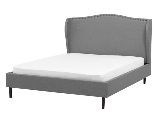 Polstret Grå Seng med Ramme 140 x 200 cm med Sengegavl i Glamour Stil