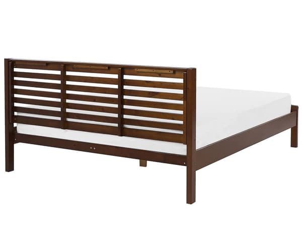 Seng i Mørkt Træ med Sengegavl 180 x 200 cm Rustikt Design gummitræ soveværelse værelse
